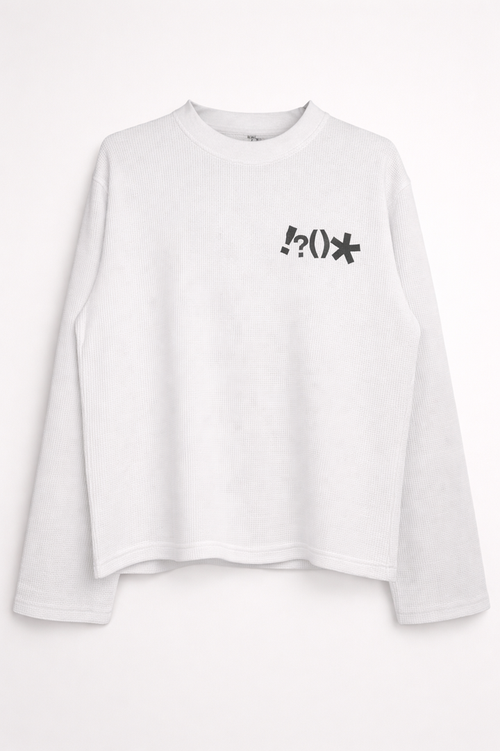 Waffle sweater white