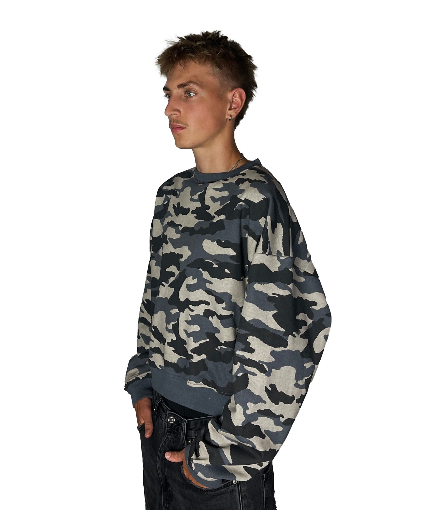 Camo Sweater blau