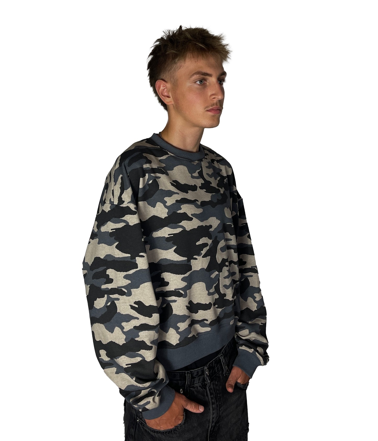 Camo Sweater blau