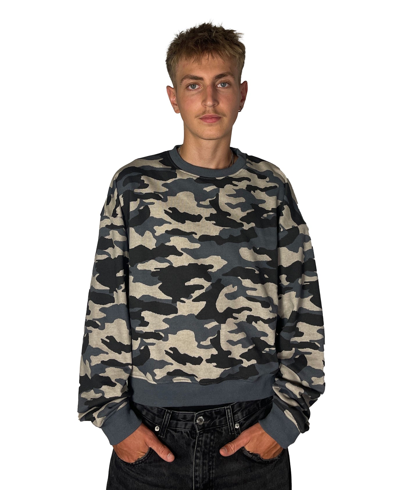 Camo Sweater blau